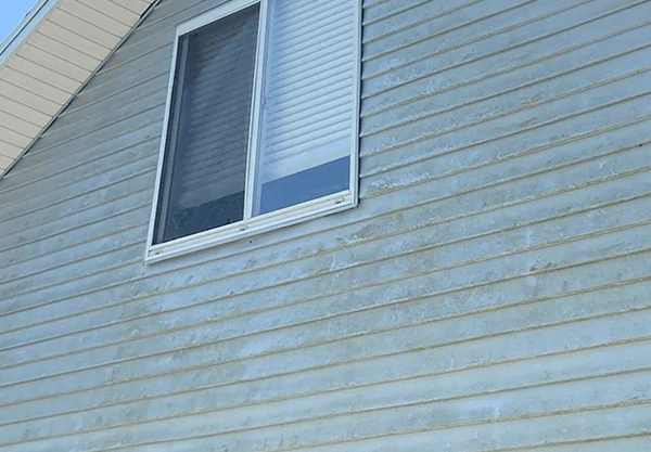 Home exterior before soft washing