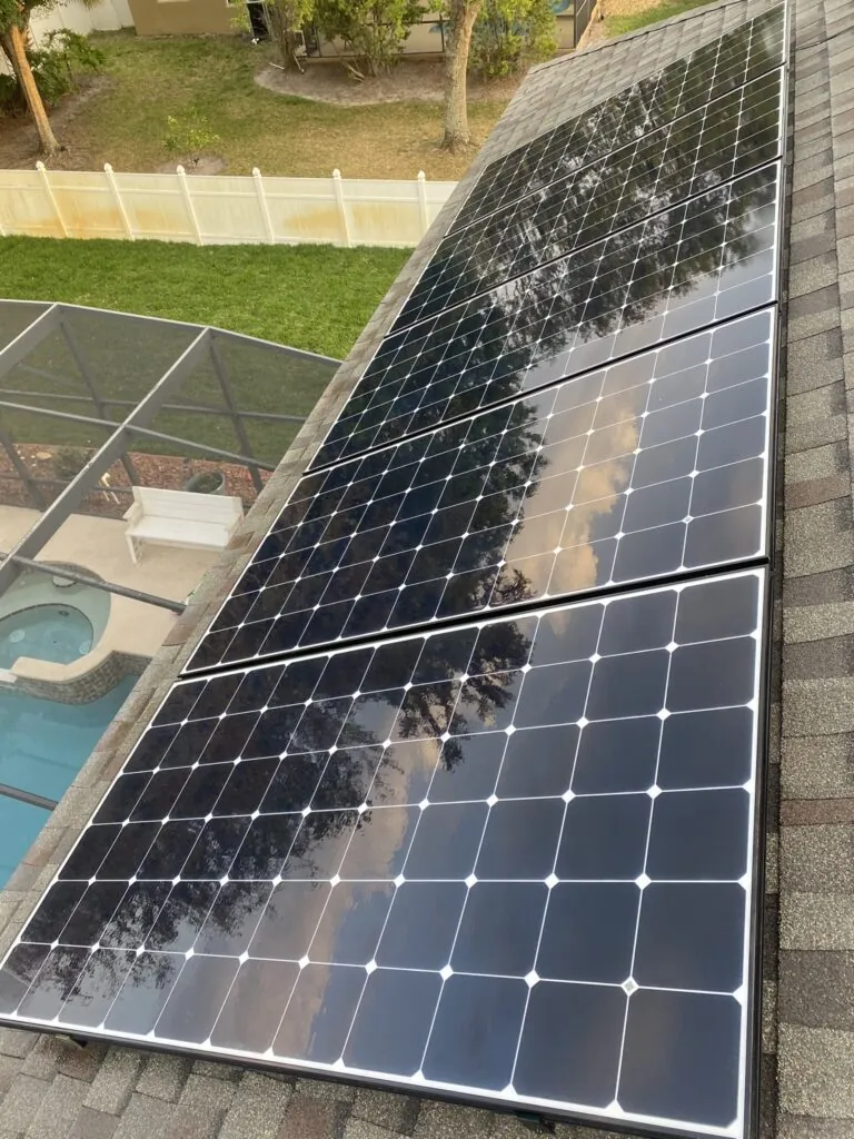 Solar panels before professional cleaning
